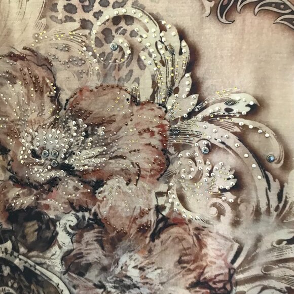 Roz & Ali Floral Print Shark Bite Beaded Tunic Top - Picture 3 of 5